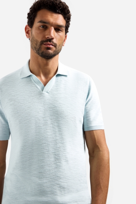NO-EXCESS blauwe heren polo | Close up