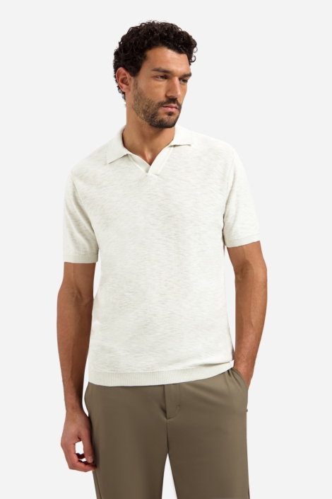 NO-EXCESS ecru heren polo | Model vooraanzicht