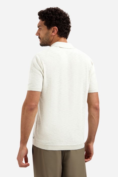 NO-EXCESS ecru heren polo | Model achteraanzicht