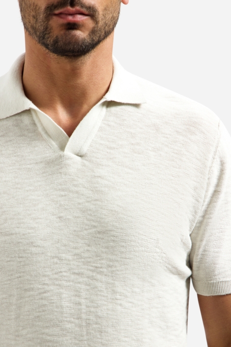 NO-EXCESS ecru heren polo | Close up