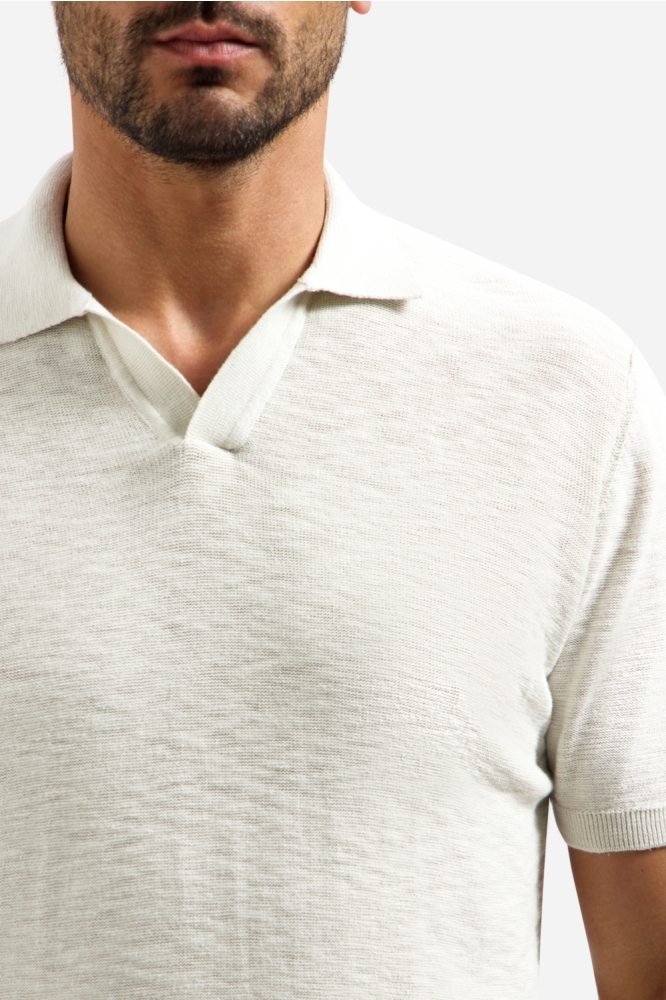 NO-EXCESS ecru heren polo | Close up