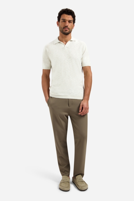 NO-EXCESS ecru heren polo | Model vooraanzicht