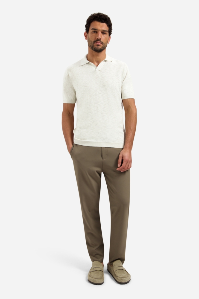 NO-EXCESS ecru heren polo | Model vooraanzicht