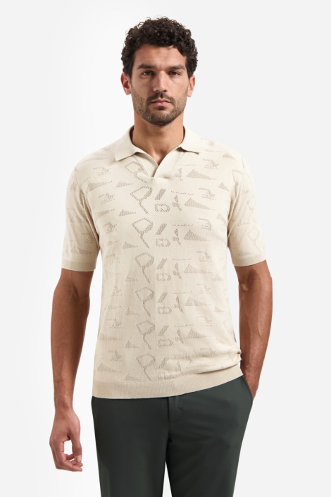 NO-EXCESS beige heren polo | Model vooraanzicht