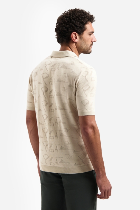 NO-EXCESS beige heren polo | Model achteraanzicht