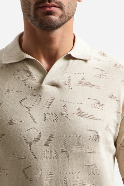 NO-EXCESS beige heren polo | Close up