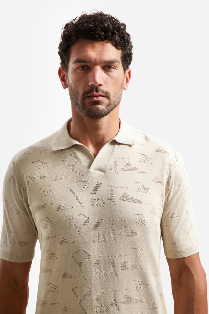 NO-EXCESS beige heren polo | Kleurstaal