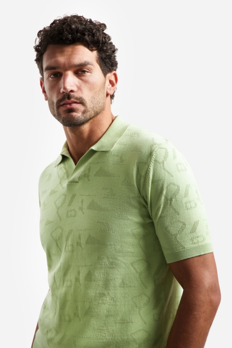 NO-EXCESS groene heren polo | Close up