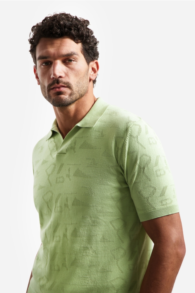 NO-EXCESS groene heren polo | Close up