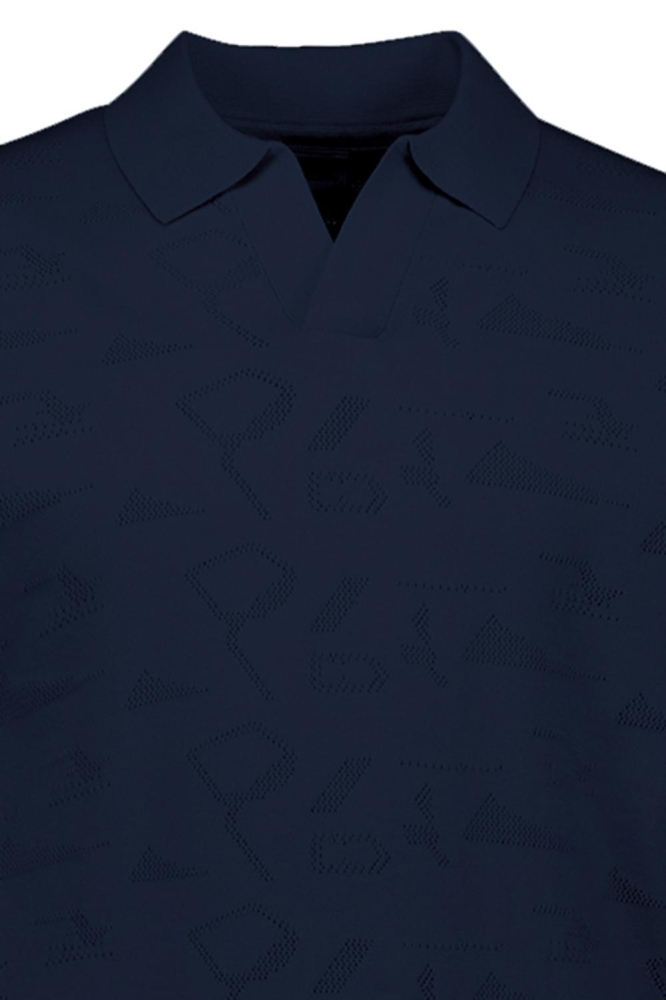 NO-EXCESS blauwe heren polo | Close up