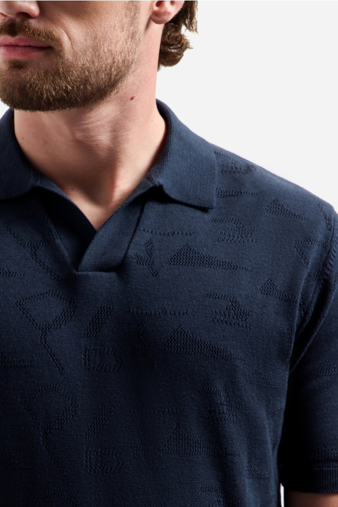 NO-EXCESS blauwe heren polo | Close up