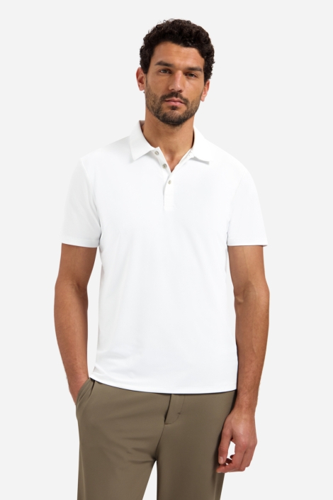 NO-EXCESS witte heren polo | Model vooraanzicht