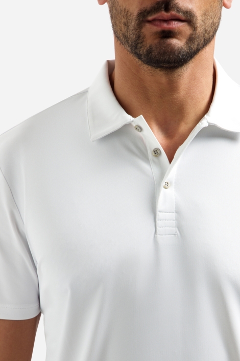NO-EXCESS witte heren polo | Close up