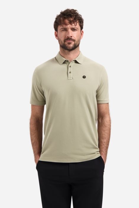 NO-EXCESS taupe heren polo | Model vooraanzicht