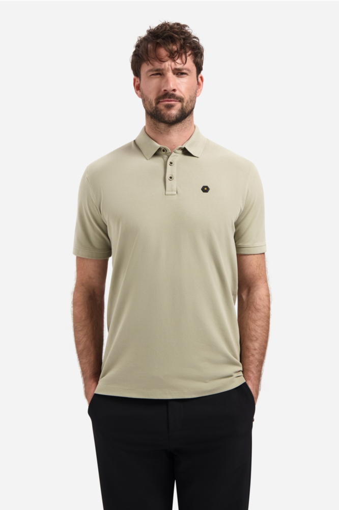 NO-EXCESS taupe heren polo | Model vooraanzicht