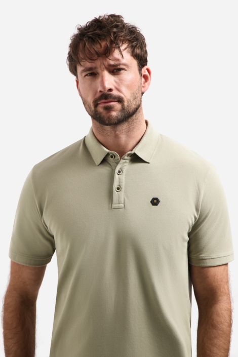 NO-EXCESS taupe heren polo | Close up