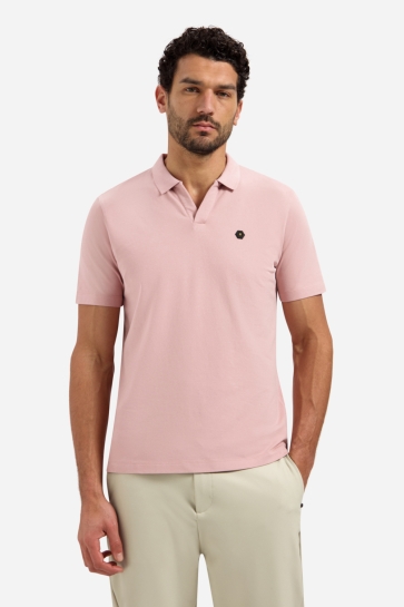 NO-EXCESS polo short sleeve v-collar basic Roze