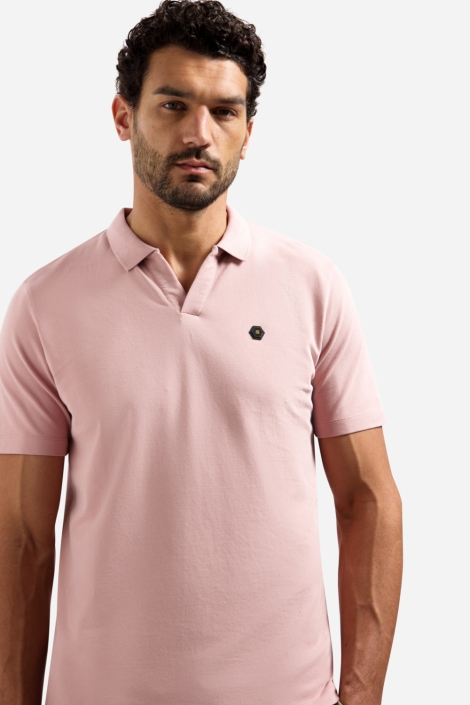 NO-EXCESS roze heren polo | Close up