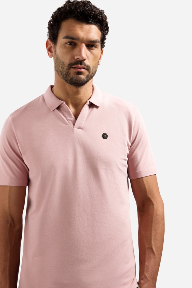 NO-EXCESS roze heren polo | Close up