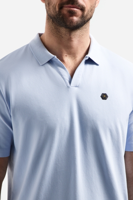 NO-EXCESS blauwe heren polo | Close up
