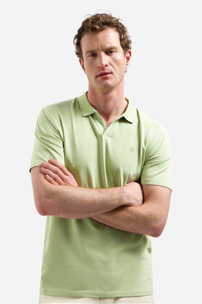 NO-EXCESS groene heren polo | Model vooraanzicht