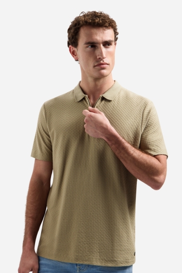 NO-EXCESS Polo JACQUARD POLO MET HALVE RITS 31380310 044 TAUPE