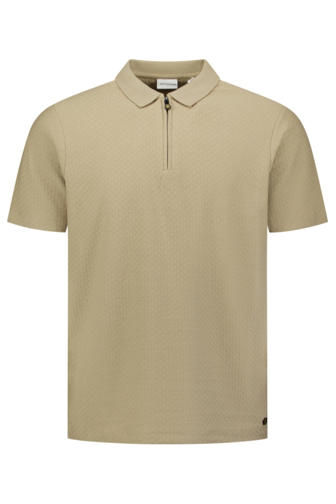 NO-EXCESS taupe heren polo | Vooraanzicht
