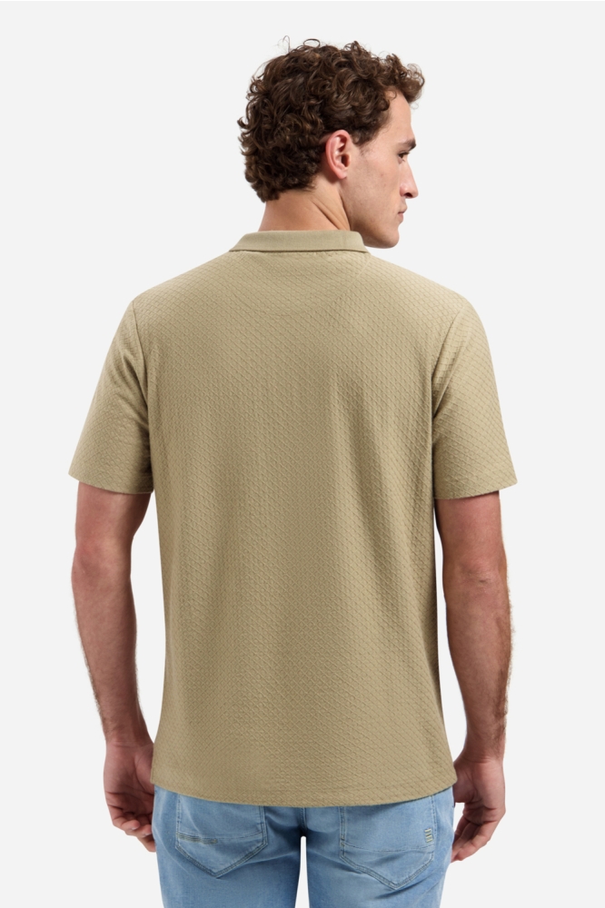 NO-EXCESS taupe heren polo | Model achteraanzicht