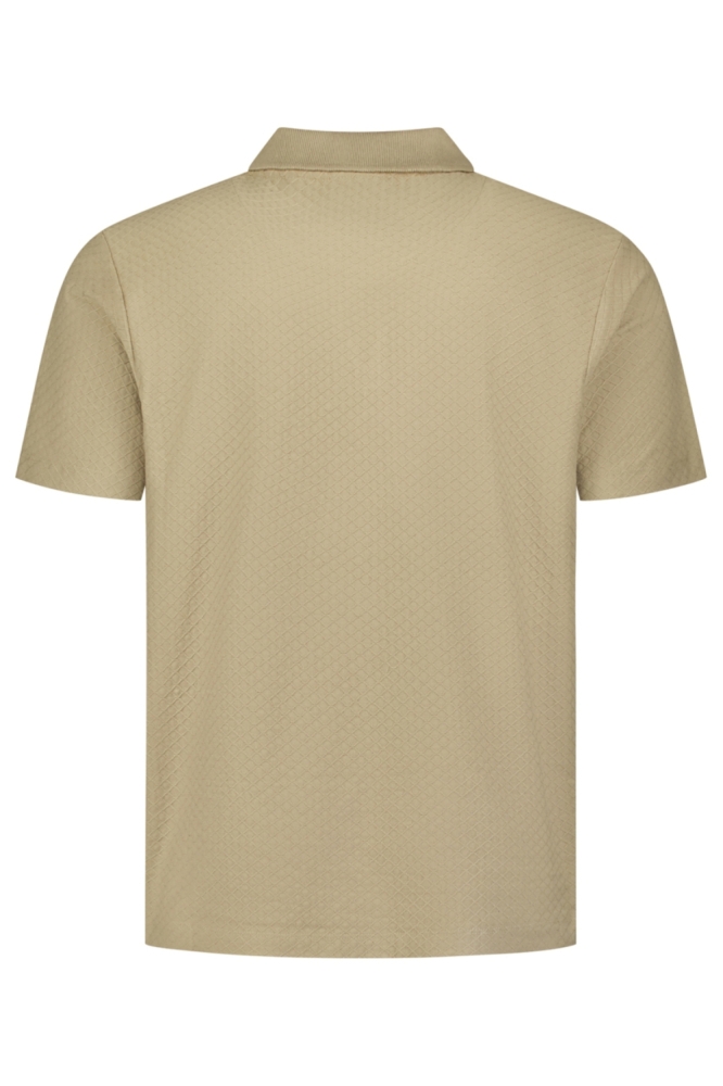 NO-EXCESS taupe heren polo | Achteraanzicht