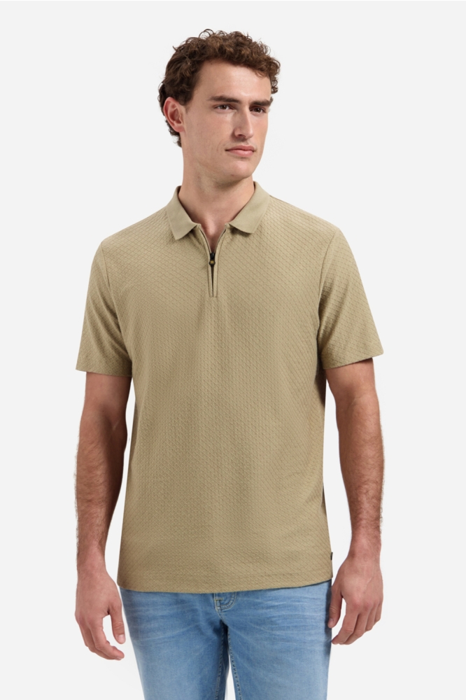 NO-EXCESS taupe heren polo | Model vooraanzicht