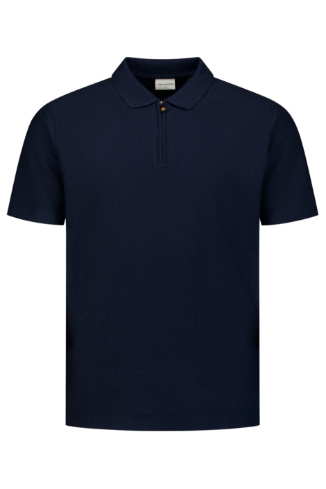 NO-EXCESS blauwe heren polo | Vooraanzicht