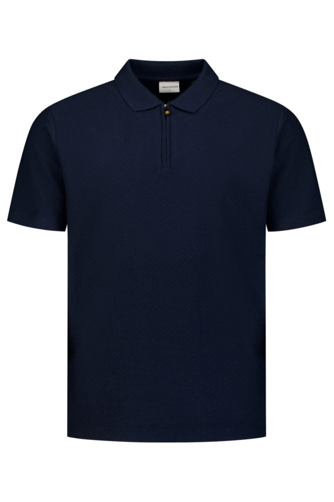 NO-EXCESS blauwe heren polo | Vooraanzicht