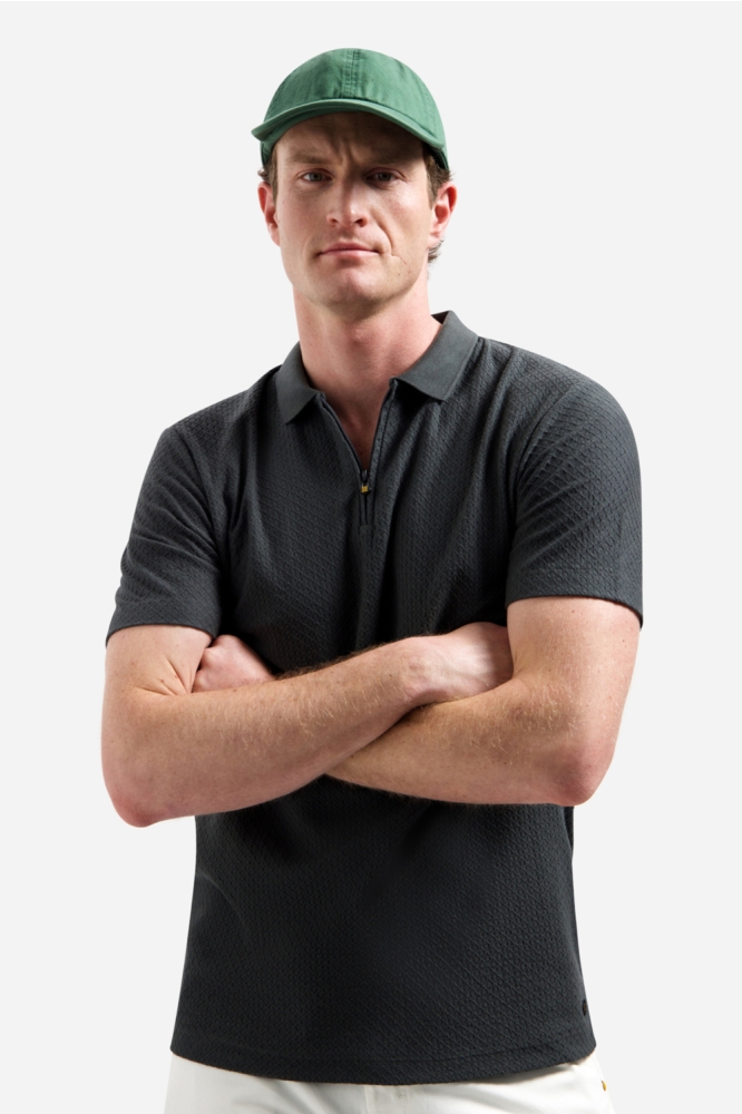 NO-EXCESS grijze heren polo | Model vooraanzicht