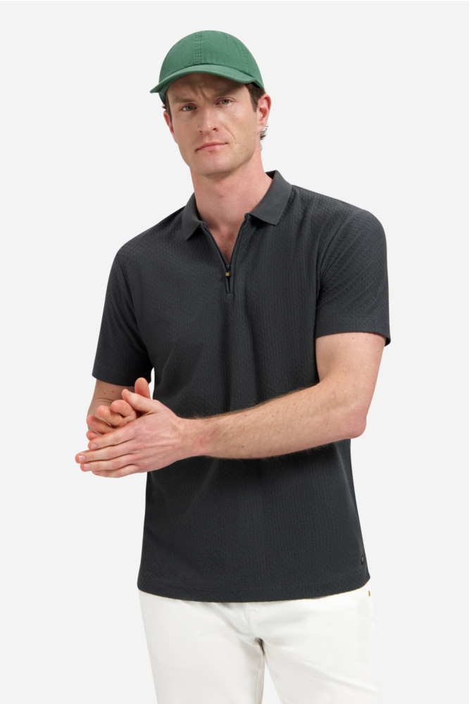 NO-EXCESS grijze heren polo | Model vooraanzicht