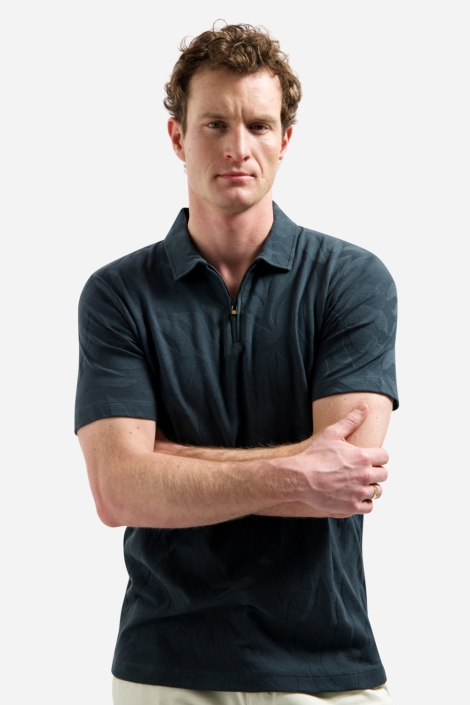 NO-EXCESS groene heren polo | Model vooraanzicht