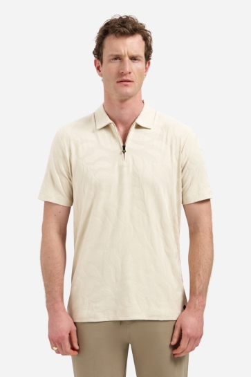 NO-EXCESS polo half zip short sleeve jacquard Zand