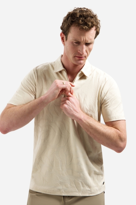 NO-EXCESS zand heren polo | Model vooraanzicht