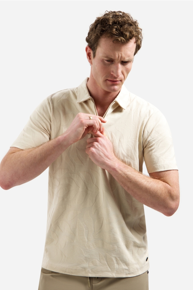NO-EXCESS zand heren polo | Model vooraanzicht