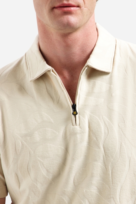 NO-EXCESS zand heren polo | Close up