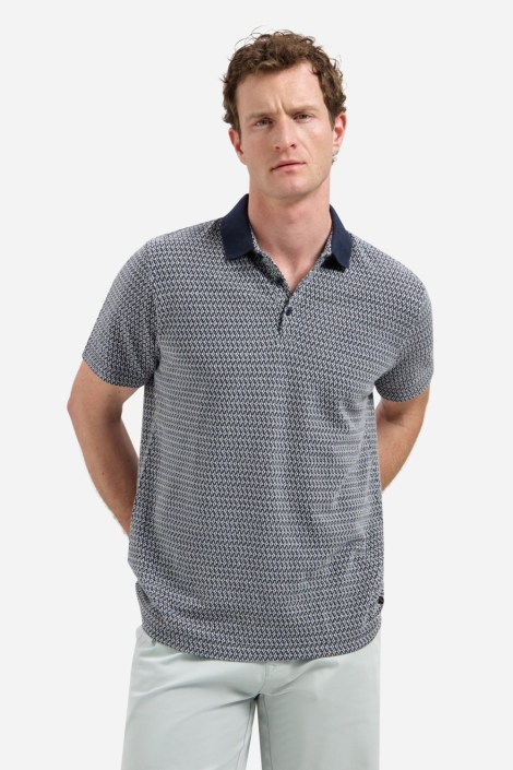 NO-EXCESS blauwe heren polo | Model vooraanzicht