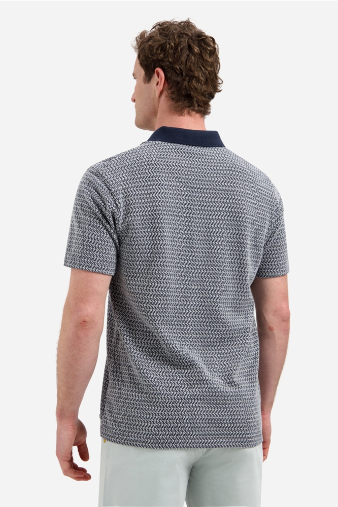 NO-EXCESS blauwe heren polo | Model achteraanzicht
