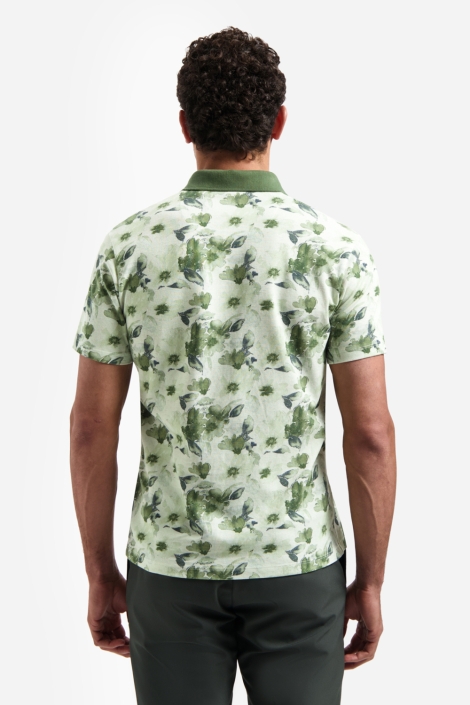 NO-EXCESS groene heren polo | Model achteraanzicht