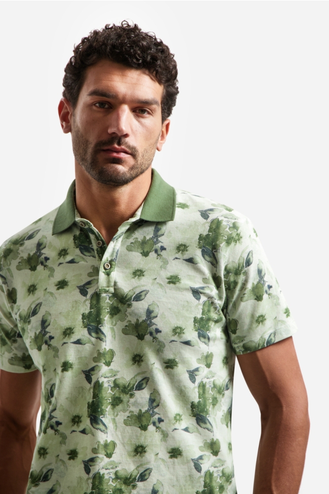 NO-EXCESS groene heren polo | Close up