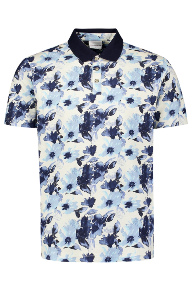 NO-EXCESS blauwe heren polo | Vooraanzicht