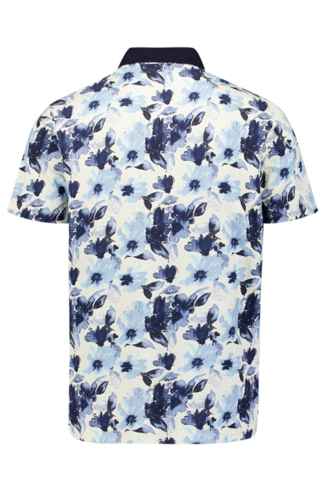 NO-EXCESS blauwe heren polo | Achteraanzicht