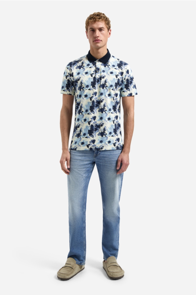 NO-EXCESS blauwe heren polo | Model