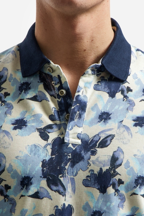 NO-EXCESS blauwe heren polo | Close up