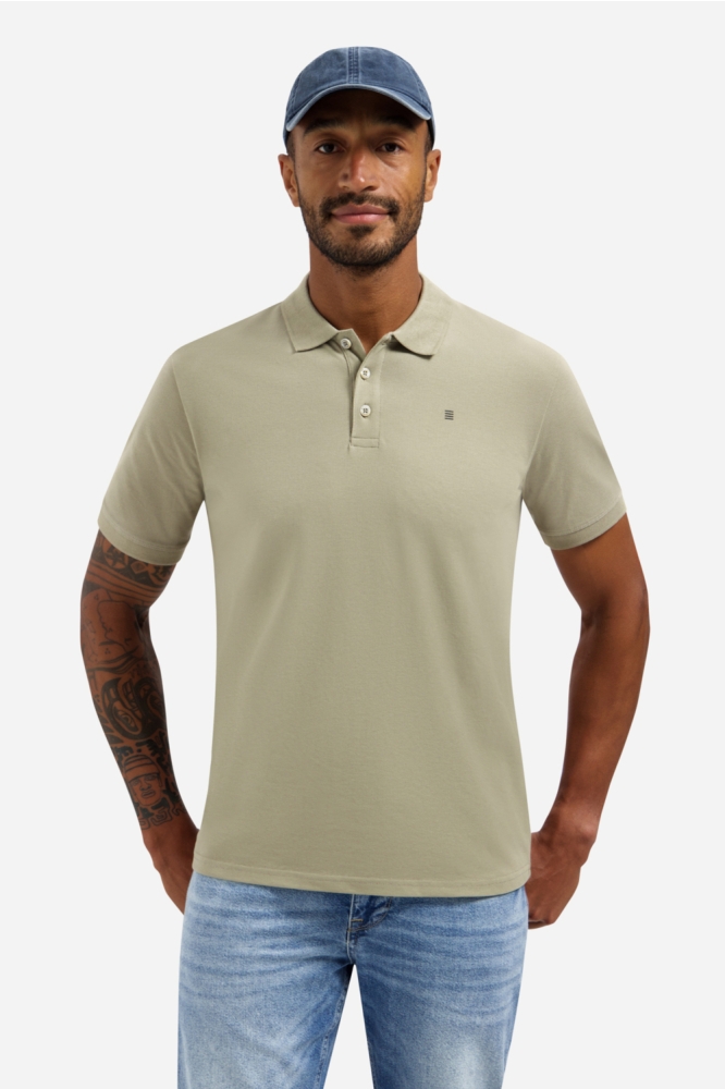 NO-EXCESS taupe heren polo | Model vooraanzicht