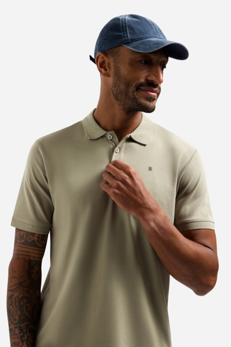 NO-EXCESS taupe heren polo | Model vooraanzicht