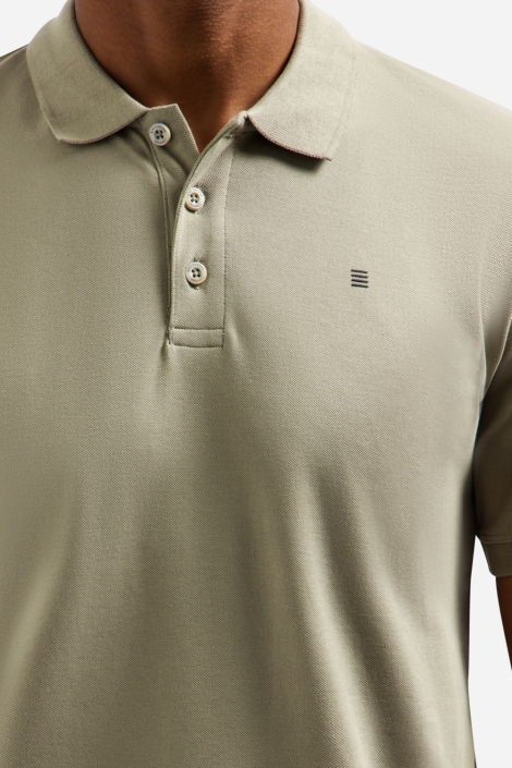 NO-EXCESS taupe heren polo | Close up